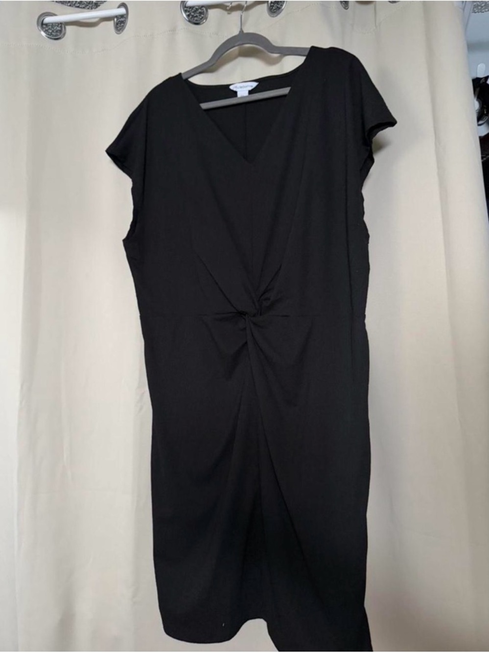 Liz Claiborne Black Twist-Front V-Neck Dress